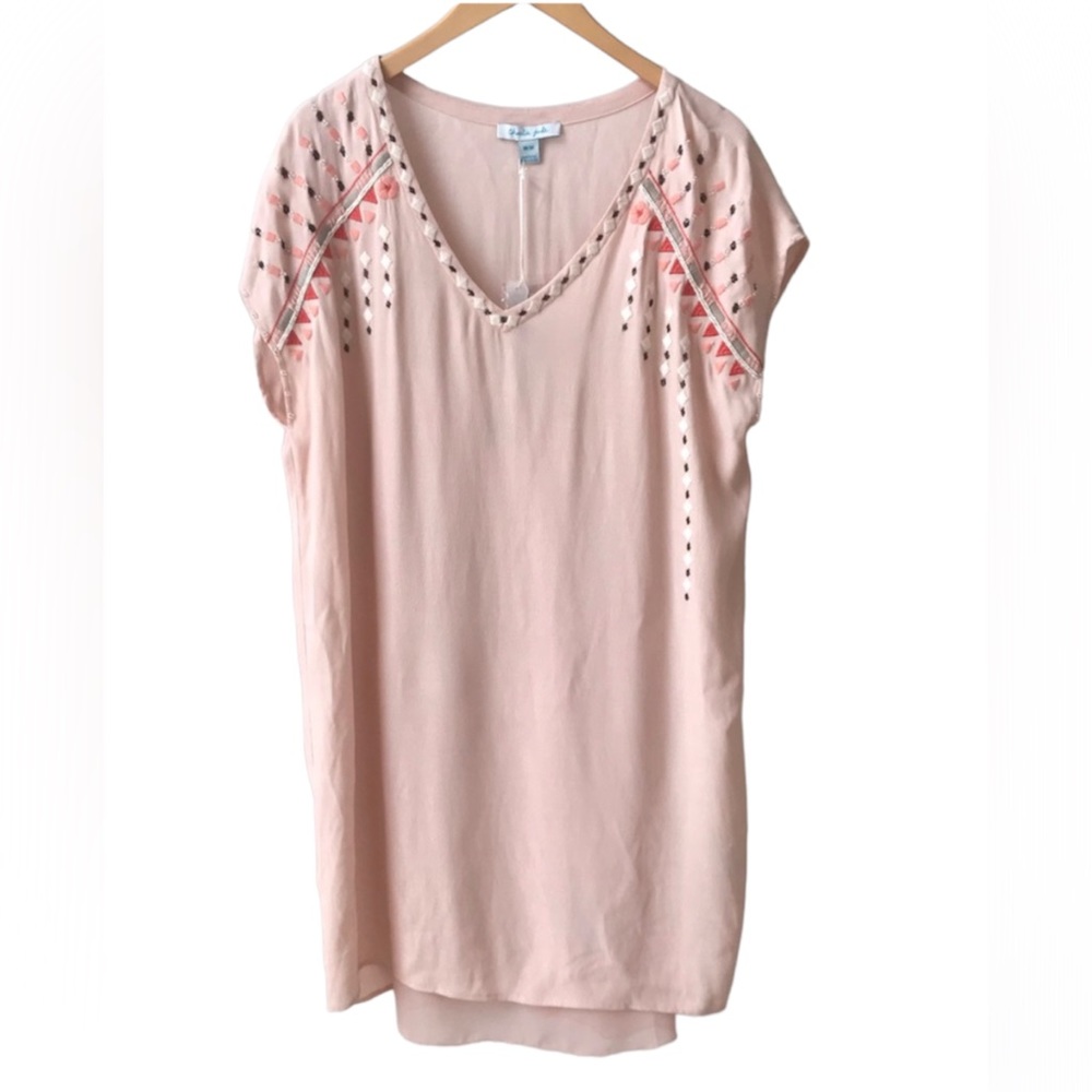 NWT Charlie Jade Pink Embroidered Shift Dress